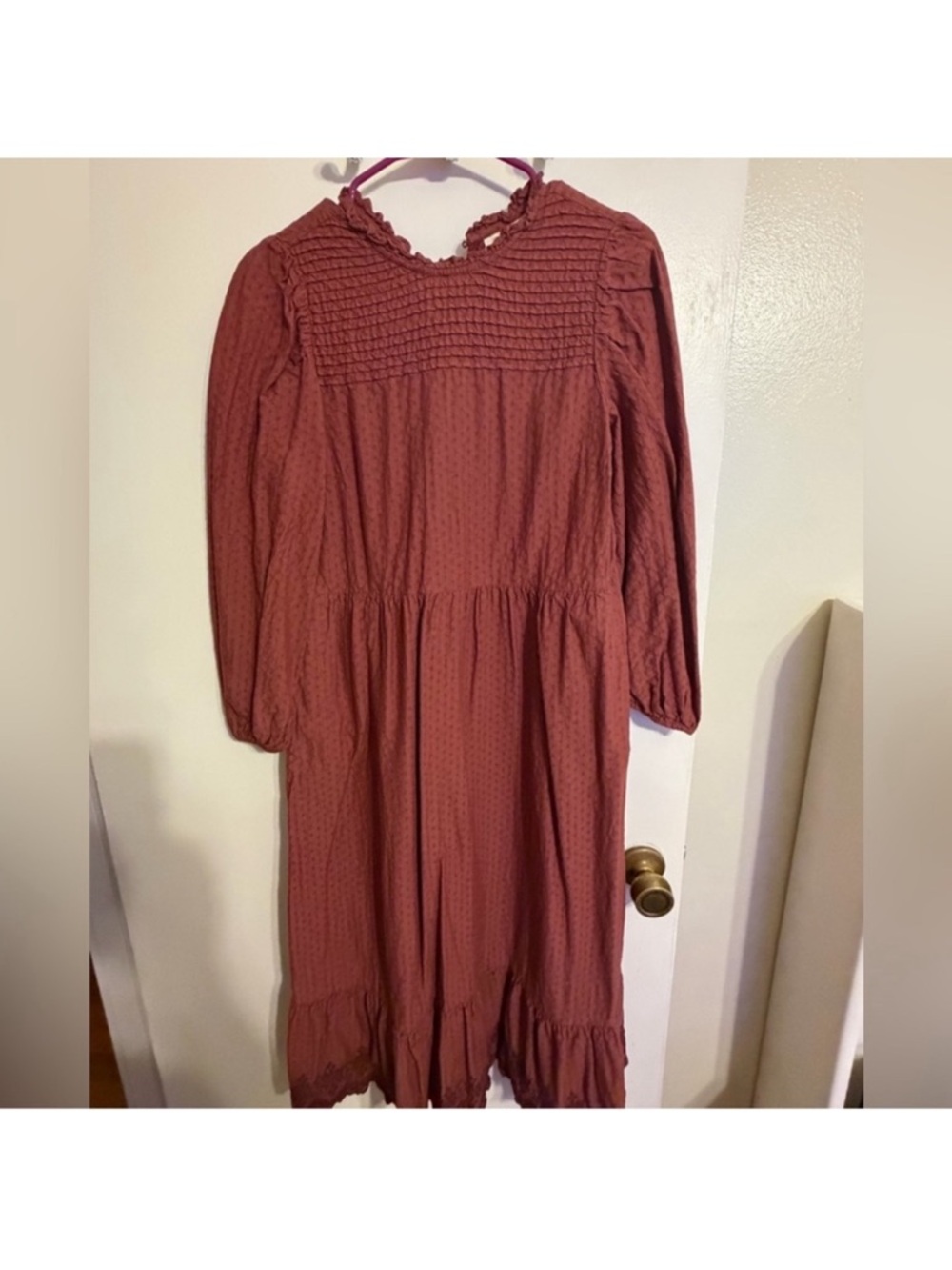 Universal Thread Mauve Long Sleeve Smocked Midi Dress